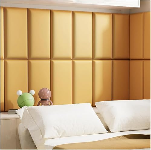 CSYQPDMBDL Wandpaneele Gepolstert, Abziehen und Aufkleben von Kopfteil-Polsterwandpaneelen, Wandaufkleber for Schlafzimmer(Yellow,160x50cm) von CSYQPDMBDL