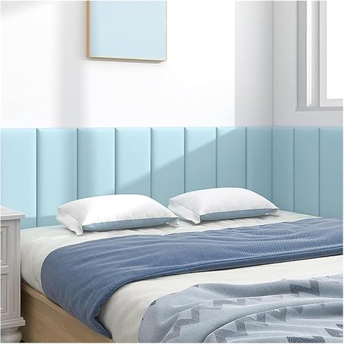 CSYQPDMBDL Wandpaneele Gepolstert, Gepolsterte Wandpaneele, Selbstklebender Wandaufkleber aus Schwamm, 3D-Antikollisions-Wandpolster(Blue,20x50cm-8PCS) von CSYQPDMBDL