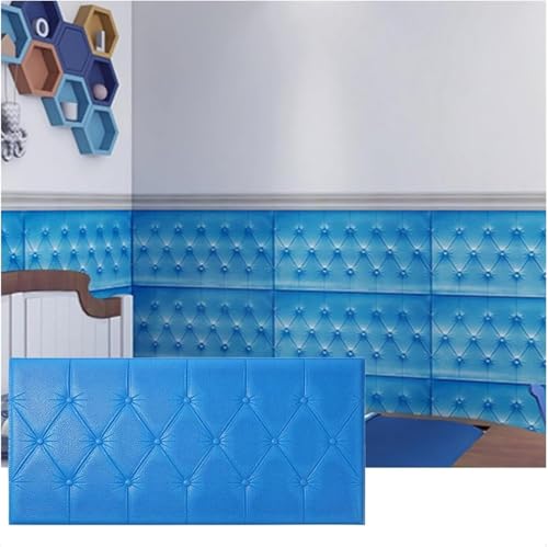 CSYQPDMBDL Wandpaneele Gepolstert, Selbstklebende 3D-Wandaufkleber-Tapete, 0,5 Zoll Dickes Antikollisions-Wandpaneel(Dark Blue,10PCS) von CSYQPDMBDL