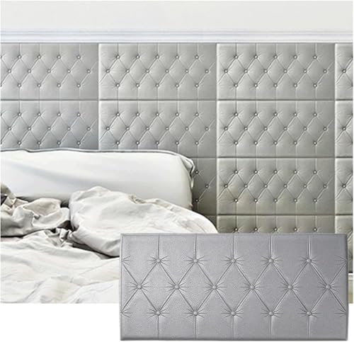 CSYQPDMBDL Wandpaneele Gepolstert, Selbstklebende 3D-Wandaufkleber-Tapete, 0,5 Zoll Dickes Antikollisions-Wandpaneel(Grey,8PCS) von CSYQPDMBDL