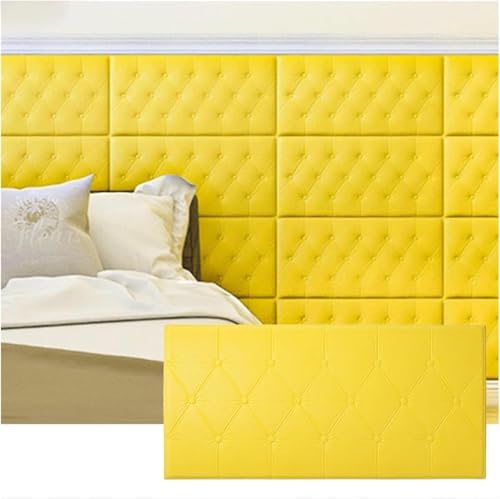 CSYQPDMBDL Wandpaneele Gepolstert, Selbstklebende 3D-Wandaufkleber-Tapete, 0,5 Zoll Dickes Antikollisions-Wandpaneel(Yellow,10PCS) von CSYQPDMBDL