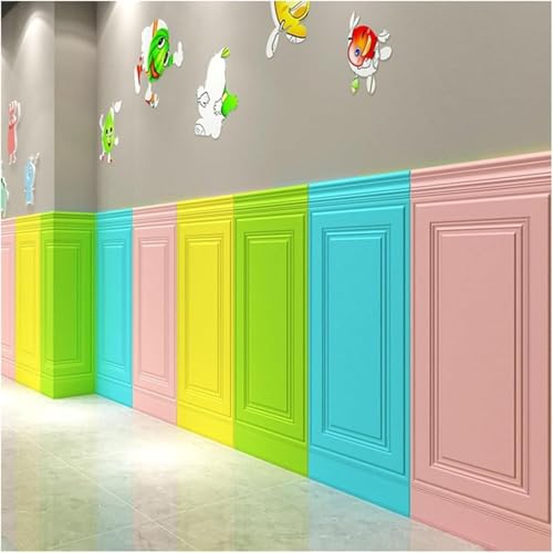 CSYQPDMBDL Wandpaneele Gepolstert, Ziegelaufkleber for Abziehen und Aufkleben, Wandfliesen, Antikollisions-Wandpolster for Schlafzimmer(Light red+Blue+Green,40PCS) von CSYQPDMBDL