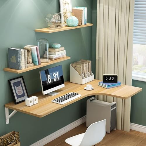 CSYQPDMBDL Wandschreibtisch, klappbar, aus Ecke, Wandklapptisch, klappbar, einklappbarer Schreibtisch, platzsparend (Teak-Right, 100 x 70 x 50 cm) von CSYQPDMBDL
