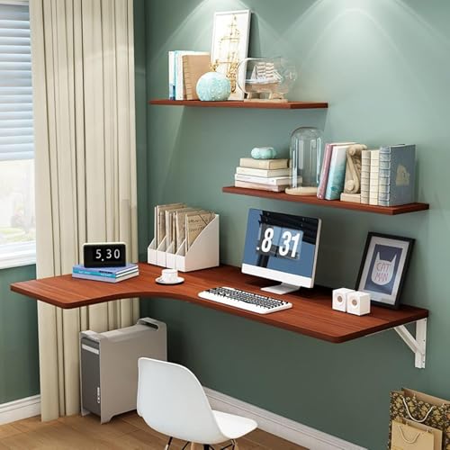 CSYQPDMBDL Wandschreibtisch, klappbar, aus Ecke, Wandtisch, klappbar, einklappbarer Schreibtisch, platzsparend (Walnut-Left, 100 x 70 x 50 cm) von CSYQPDMBDL