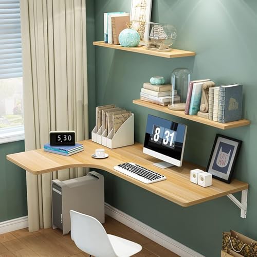 CSYQPDMBDL Wandschreibtisch Eckcomputerschreibtisch Klapptisch Wandtisch Ausziehbar Schreibtisch platzsparend (Teak-Left, 80 x 70 x 50 cm) von CSYQPDMBDL
