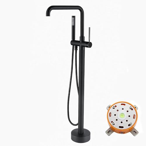 Standarmatur Freistehend Wannenarmatur, Freistehender Badewannenhahn, Keramikventileinsatz mit großem Durchfluss, Heiß- und Kalt-Dual-Control-Duschset(Matte Black) von CSYQPDMBDL