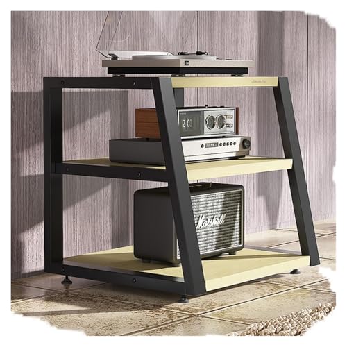 Stufiger HiFi Rack, Plattenspieler-Ständer, 2/3/4-Tier Media Stand Stereo Component Stand for Schlafzimmer Wohnzimmer(Maple,3 Tier) von CSYQPDMBDL