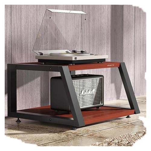 Stufiger HiFi Rack, Plattenspieler-Ständer, 2/3/4-Tier Media Stand Stereo Component Stand for Schlafzimmer Wohnzimmer(Teak,2 Tier) von CSYQPDMBDL