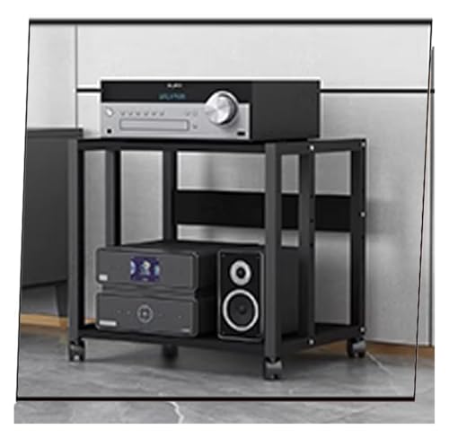 Stufiger HiFi Rack, Plattenspieler-Ständer, 2 3 4 5-stufiger Medienständer mit Rädern, CD-Plattenständer, Stereo-Komponente(Straight,2 Tier-48.5cm high) von CSYQPDMBDL