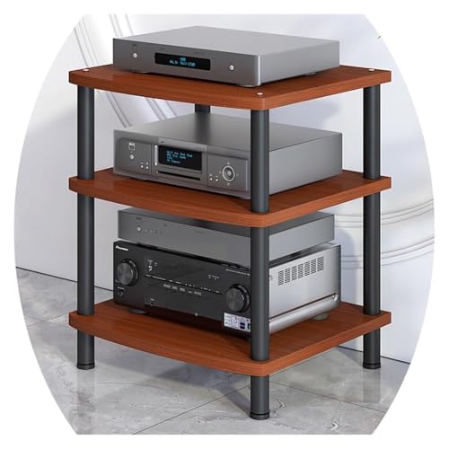Stufiger HiFi Rack, Plattenspieler-Ständer, 2 3 4-stufiger Stereo-Rack-Medienständer, höhenverstellbar, Regal for Unterhaltungskomponenten(Teak,3 Tier) von CSYQPDMBDL