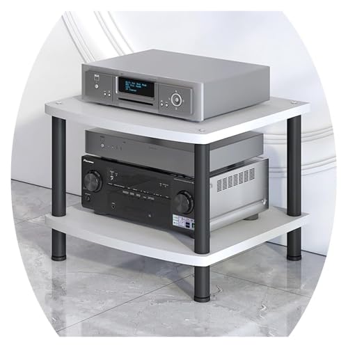 Stufiger HiFi Rack, Plattenspieler-Ständer, 2 3 4-stufiger Stereo-Rack-Medienständer, höhenverstellbar, Regal for Unterhaltungskomponenten(White,2 Tier) von CSYQPDMBDL