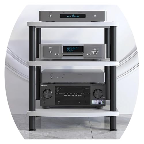 Stufiger HiFi Rack, Plattenspieler-Ständer, 2 3 4-stufiger Stereo-Rack-Medienständer, höhenverstellbar, Regal for Unterhaltungskomponenten(White,3 Tier) von CSYQPDMBDL