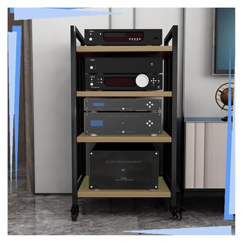 Stufiger HiFi Rack, Plattenspieler-Ständer, Media Stand Mit Rad Spielkonsole Stand Stereo Komponente Schrank for Heimkino(Walnut,4 Tier-94cm high) von CSYQPDMBDL