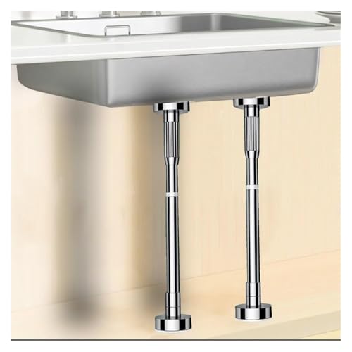 Unterbau-Waschbeckenhalterungen, Edelstahl Teleskop Waschbecken Beine Unterstützung Pole for Badezimmer Schrank Küche(Silver,2*Height 70-120cm (28"-47") von CSYQPDMBDL