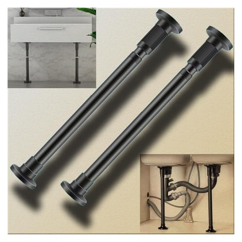 Unterbau-Waschbeckenhalterungen, Unterbau-Waschbeckenhalterungen, verstellbar, Stützbeine aus Edelstahl for Badezimmerschränke(Black,2*H 70-120cm (28"-47")) von CSYQPDMBDL