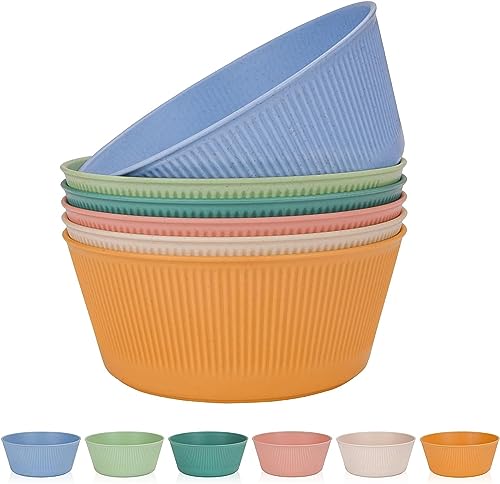 6 PCS Unzerbrechliches Salat Schüsseln Set, 60oz Große Camping Schüsseln Kunststoff Getreide Schüsseln Set für Picknick BBQ leichte Kinder Erwachsene Suppen Abendessen Dessert Servierschüssel Set von CSYY