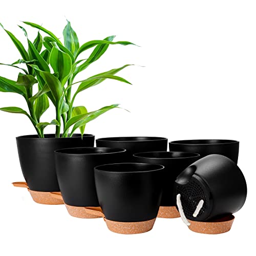 CSYY Blumentopf, 7 Stück Kunststoff Blumentopf mit Bewässerungssystem 20.3/19/17.7/16.5/15.2/14/12.7cm, Pflanztopf Selbstbewässerung Übertopf mit Untersetzer, für Drinnen und Draußen Geeignet von CSYY