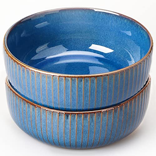 CSYY Salatschüssel aus Keramik, 2PCS 1800ML Große Porzellan Salatschale Oder Suppenschale 21cm,Blau von CSYY