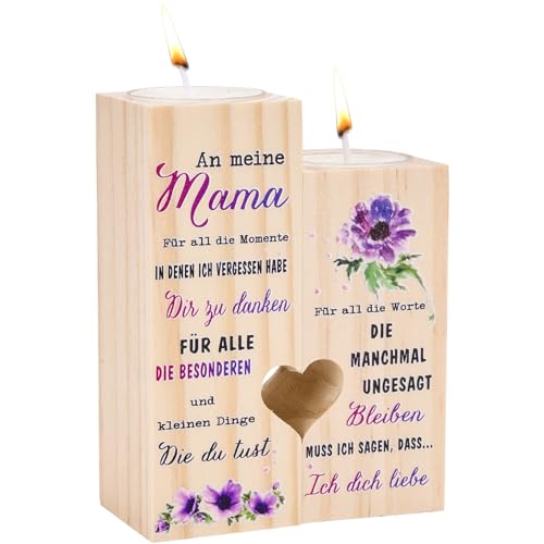 Mama Geschenk, Kerzenständer Geschenke für Mama Doppelseitig Bedruckter Kerzenständer Geschenke für Frauen Herzförmiger Kerzenhalter Beste Mama Geschenke von CSYY