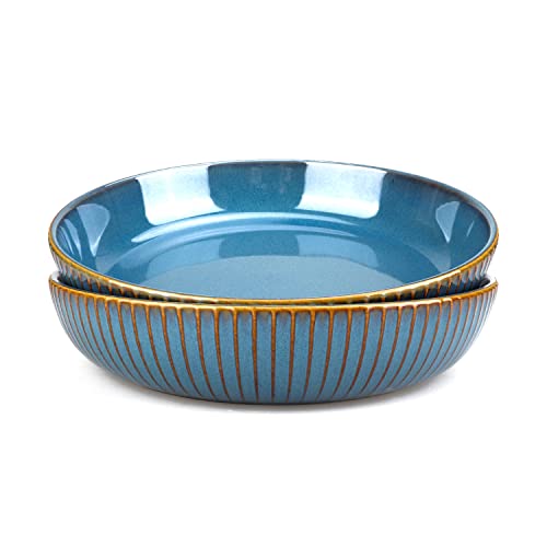 CSYY Pastaschüsseln, Porzellan-Servierschalen, 21 cm, 1000 ml, große, tiefe Teller, rund, Premium-Schüsseln, Set für Salat, Nudeln, Obst, 2 Stück von CSYY