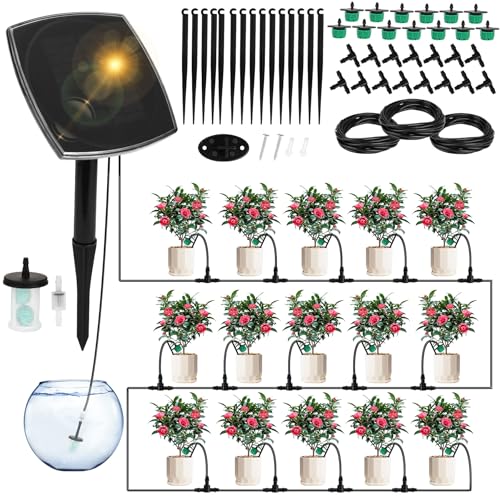 Solar Bewässerungssystem 2025, 15M Schlauch Automatisches Gartenbewässerungssystem für Garten Balkontopfpflanzen 12 Timer-Modi im Freien Neuestes Bewässerungscomputer für Greenhouse Kübelpflanzen von CSYY
