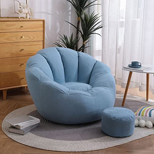 CSstone Bean Bag Sitzkissen Sessel Bodenkissen Aufbewahrungstasche Sitzsack Wohnzimmer Garten (Nur Cover) Bodenkissen Hocker Kinder Sitzsäcke Möbel Kissen Sessel Sofa,Blau von CSstone