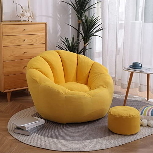 CSstone Bean Bag Sitzkissen Sessel Bodenkissen Aufbewahrungstasche Sitzsack Wohnzimmer Garten (Nur Cover) Bodenkissen Hocker Kinder Sitzsäcke Möbel Kissen Sessel Sofa,Gelb von CSstone