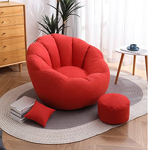 CSstone Bean Bag Sitzkissen Sessel Bodenkissen Aufbewahrungstasche Sitzsack Wohnzimmer Garten (Nur Cover) Bodenkissen Hocker Kinder Sitzsäcke Möbel Kissen Sessel Sofa,Rot von CSstone