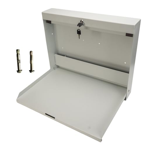 CStern Wandschreibtisch,Klappbar Wandtisch,Beige Wandklapptisch,Metall Wandcomputertisch mit Ablagefach,Platzsparender,Multifunktion Wandhängend Schreibtisch,Einfacher Wandcomputertisch von CStern