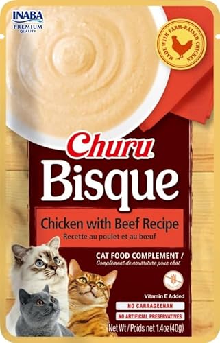 Churu Bisque Katzenfutter Nassfutter für Katzen, 12 x 40 g (Hühnchen mit Ochse) von CT-TRONICS