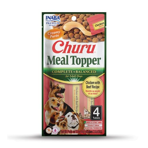 Churu Meal Topper für Hunde, komplettes Hundefutter, gesunder Snack, 12 x 4 x 14 g (12 x 4 x 14 g, Hühnchen mit Rind) von CT-TRONICS