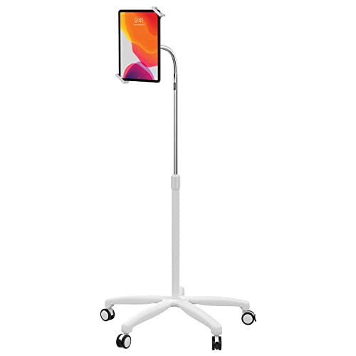Medizinischer mobiler Ständer - CTA Medical Bodenständer für iPad 7/8/9 Gen 10,2 Zoll, 12,9 Zoll iPad Pro, 11 Zoll iPad Pro, iPad Mini, iPad Air 4, Surface Pro X und andere 7-13 Zoll Tablets - Weiß von CTA Digital