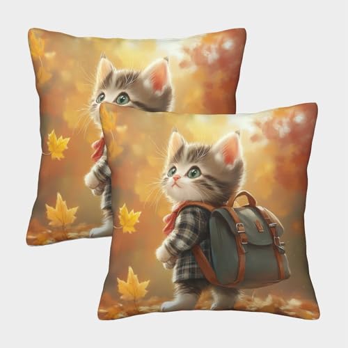 CTAMM 2er-Pack Kissenbezug 50x50cm Deko-Kissenbezug Cute Kätzchen Deko-Kissenbezug Warm Herbst Deko-Sofa-Kissenbezug Mit Muster Passend Für Sofa Wohnzimmer Balkon Garten Auto CTAMM 2er-Pack Kissenbezug 50x50cm Deko-Kissenbezug Cute Kätzchen Deko-Kissenbezug Warm Herbst Deko-Sofa-Kissenbezug Mit Muster Passend Für Sofa Wohnzimmer Balkon Garten Auto von CTAMM