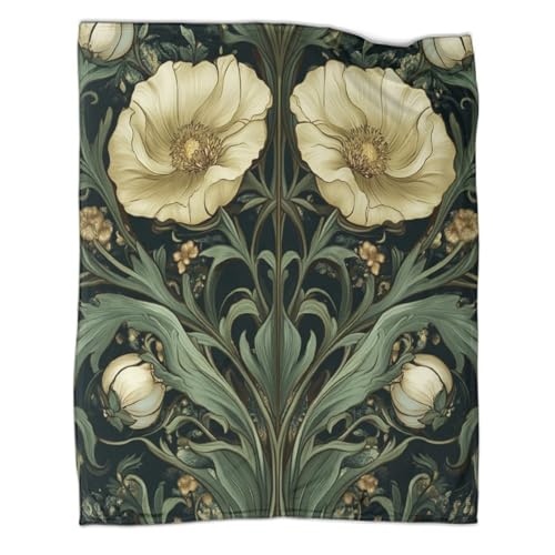 CTAMM Blumen im Jugendstil Superweiche Decke | Tier Motifs Sofadecke | Flauschiger Und Bequemer Reisebezug,80x90inch(200x230cm) von CTAMM