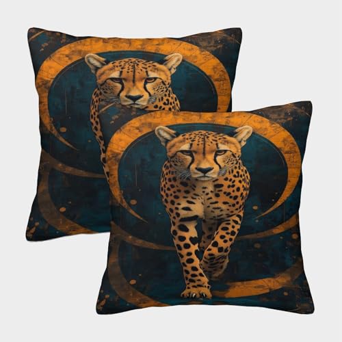 CTAMM Gepard-Kissenbezug,Swirly Geometrisches Muster-Muster-Kissenbezug,geeignet Für Außenbalkon,Terrasse,Terrasse,Garten,Bauernhaus-Dekoration,40x40cm 2er-Pack von CTAMM