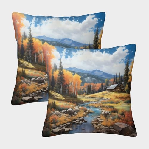 CTAMM Herbst Dekokissenbezug 45x45cm 2er-Pack,Kissenbezug Berg View Lässiger Dekokissenbezug Landhausstil Dekokissenbezug Garten Outdoor Kissen Sofakissen CTAMM Herbst Dekokissenbezug 45x45cm 2er-Pack,Kissenbezug Berg View Lässiger Dekokissenbezug Landhausstil Dekokissenbezug Garten Outdoor Kissen Sofakissen von CTAMM