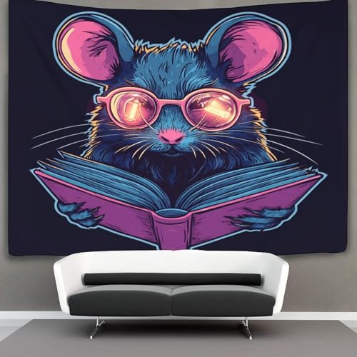 CTAMM Maus mit rosa Brille beim Lesen Wandteppich, Wandbehang Wandtuch Cartoon Tapestry Wall Hanging,Wandteppich Wanddeko Für Schlafzimmer Wohnzimmer Wohnheim 130cmx150cm CTAMM Maus mit rosa Brille beim Lesen Wandteppich, Wandbehang Wandtuch Cartoon Tapestry Wall Hanging,Wandteppich Wanddeko Für Schlafzimmer Wohnzimmer Wohnheim 130cmx150cm von CTAMM