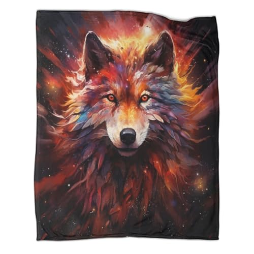 Wolf Galaxy Kuscheldecke 60x80inch(150x200cm) Flauschig Tagesdecke Flanell Decke Sofadecke Für Couch Wolf Themed Wohndecke Als Sofaüberwurf Oder Wohnzimmerdecke von CTAMM