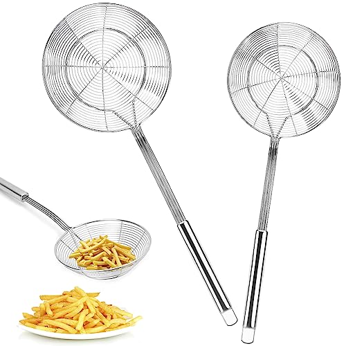Abseihlöffel,Spinnen Sieb,Schaumlöffel Edelstahl,Spinnensieb Skimmerkelle.Geeignet zum Kochen,Braten,Dünsten und Schöpfen von Speisen in der Küche(14cm&16cm) von CTCEHL