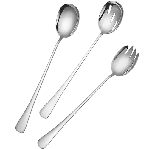 CTCEHL Salatbesteck Set,Salatlöffel aus Edelstahl und Salatgabeln aus Edelstahl,Salat Servierlöffel,Edelstahl Salat Server Set für Restaurants,Hotel,Party,Buffet (3 Stück) von CTCEHL