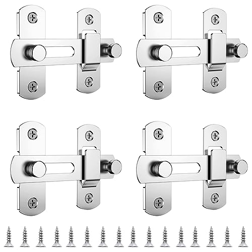 Türriegel Edelstahl,4 Stück Türriegel Riegel Bolzen,Türschloss Riegelschloss Türschnalle,Türriegel mit Schrauben für Türen,Fenster,Haustiertüren,Badezimmer,Kleiderschränke und Schubladen(Silber) von CTCEHL