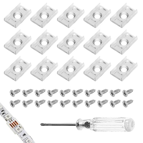 CTDMJ 100 Stück Led Strip Befestigung Clips, 8mm LED Streifen Halterung, Led Strip Befestigung mit Schrauben & Schraubendreher Wasserdicht LED Streifen Montagehalterung Clips für 5050 LED Strips von CTDMJ