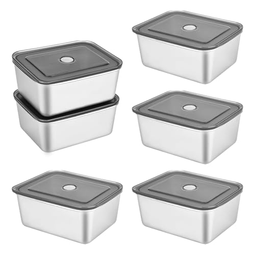 CTDMJ 6 Stück Edelstahlbehälter mit Deckel, 500 ml Metall-Lunchbox, Edelstahl-Lebensmittelbehälter, auslaufsichere Lunchbox – Bento-Box mit Ersatzdichtung, ofen- und gefrierschranktauglich CTDMJ 6 Stück Edelstahlbehälter mit Deckel, 500 ml Metall-Lunchbox, Edelstahl-Lebensmittelbehälter, auslaufsichere Lunchbox – Bento-Box mit Ersatzdichtung, ofen- und gefrierschranktauglich von CTDMJ