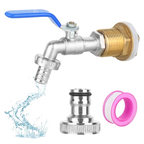 Regentonne Auslass 3/4 Zoll Loch Adapter/Anschluss 3/4 Zoll IBC Regentonne Wasserhahn Outdoor Wasserhahn Kit Garten Wasserhahn Kit Auslass Wasserhahn (Blau) von CTDMJ