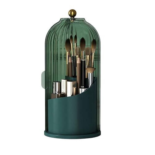 Verdeckter Zahnbürstenhalter, Zahnbürstenhalter mit Schiebedeckel, drehbar, 3 Fächer, Badezimmer-Organizer, Arbeitsplatte, wasserdicht, staubdicht, Kosmetik-Vitrine für Schminktisch, Badezimmer von CTDWNT