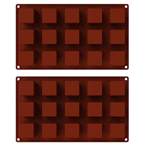 2 Stück Quadratische Silikonform, Eiswürfelformen, Schokoladenform, Geeignet für die Herstellung von Quadratischer Schokolade, Eiswürfeln, Süßigkeiten(Ziegelrot) von CTForest