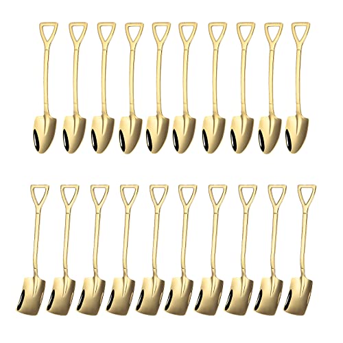 20 Stück Shovel Shaped Creative Spoons, Stainless Steel Coffee Spoons, Stainless Steel Spade Spoon, Geeignet für Nachmittagstee, Bars, Cafés(Gold) von CTForest