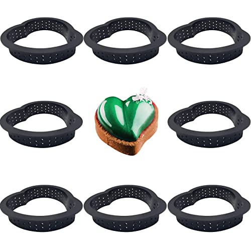 8 Stück Mousse Herzförmig Kreis Ring Gebäck, Backform Herzförmig Form Mousse, Geeignet für DIY Kuchenliebhaber, Verwendet, Um Mousse zu Machen(Schwarz) von CTForest