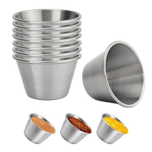 CTForest 8 Stück Saucenbecher aus Edelstahl, Gewürzschale, Saucenschälchen, Geeignet für Ketchup, Senf, Chilisauce, Salatdressing(Silber) von CTForest