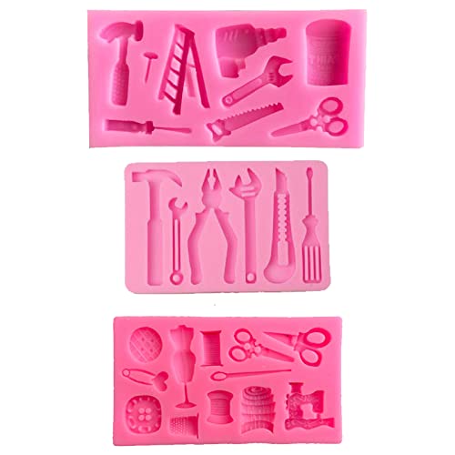 Silikonformen Fondant 3 Teiliges Set, 3D Harte Werkzeuge Silikon, Schraubenschlüssel Kuchenform, Geeignet für die Herstellung von Kuchen(Rosa) von CTForest